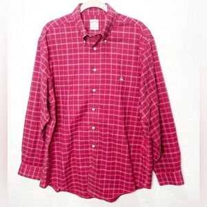 Brooks Brothers Original Polo Long Sleeve‎ Red Plaid Button Down Shirt Cotton